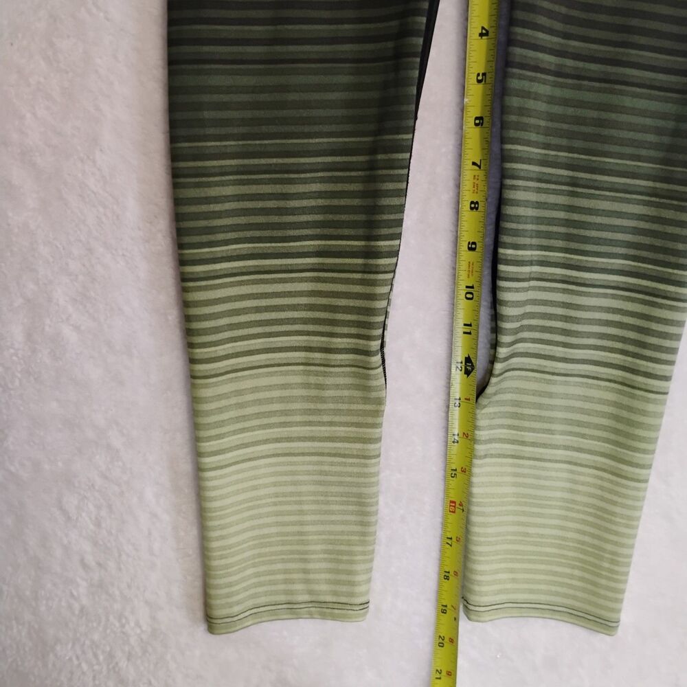 K-DEER Will Stripe Capri Leggings Large Micro Striped Olive Green High Waist Gym - Picture 3 of 16